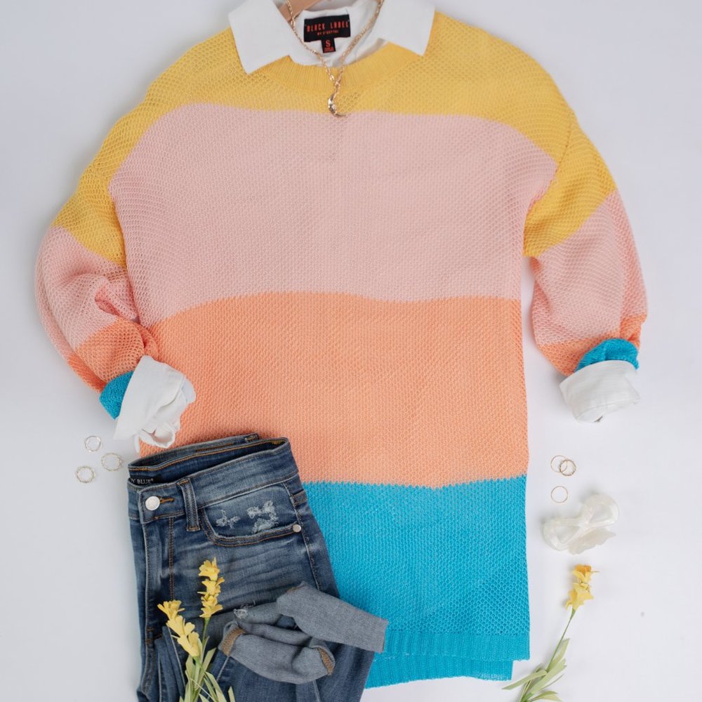 New! Colorblock Spring Color Sweater! - Picture 4 of 7